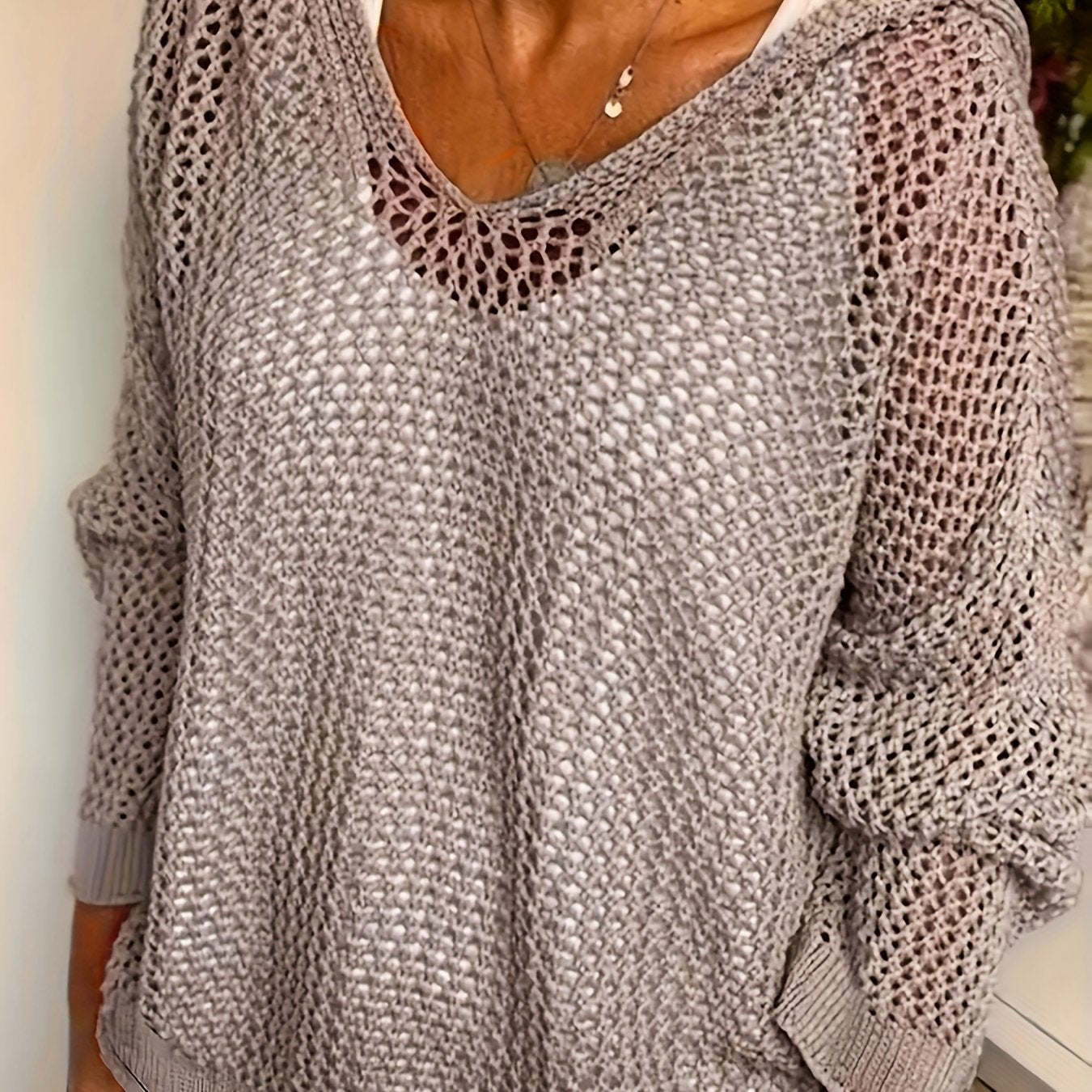 Plus Size Crochet Hoodie - Oversized Pullover with Cut-Out Detail