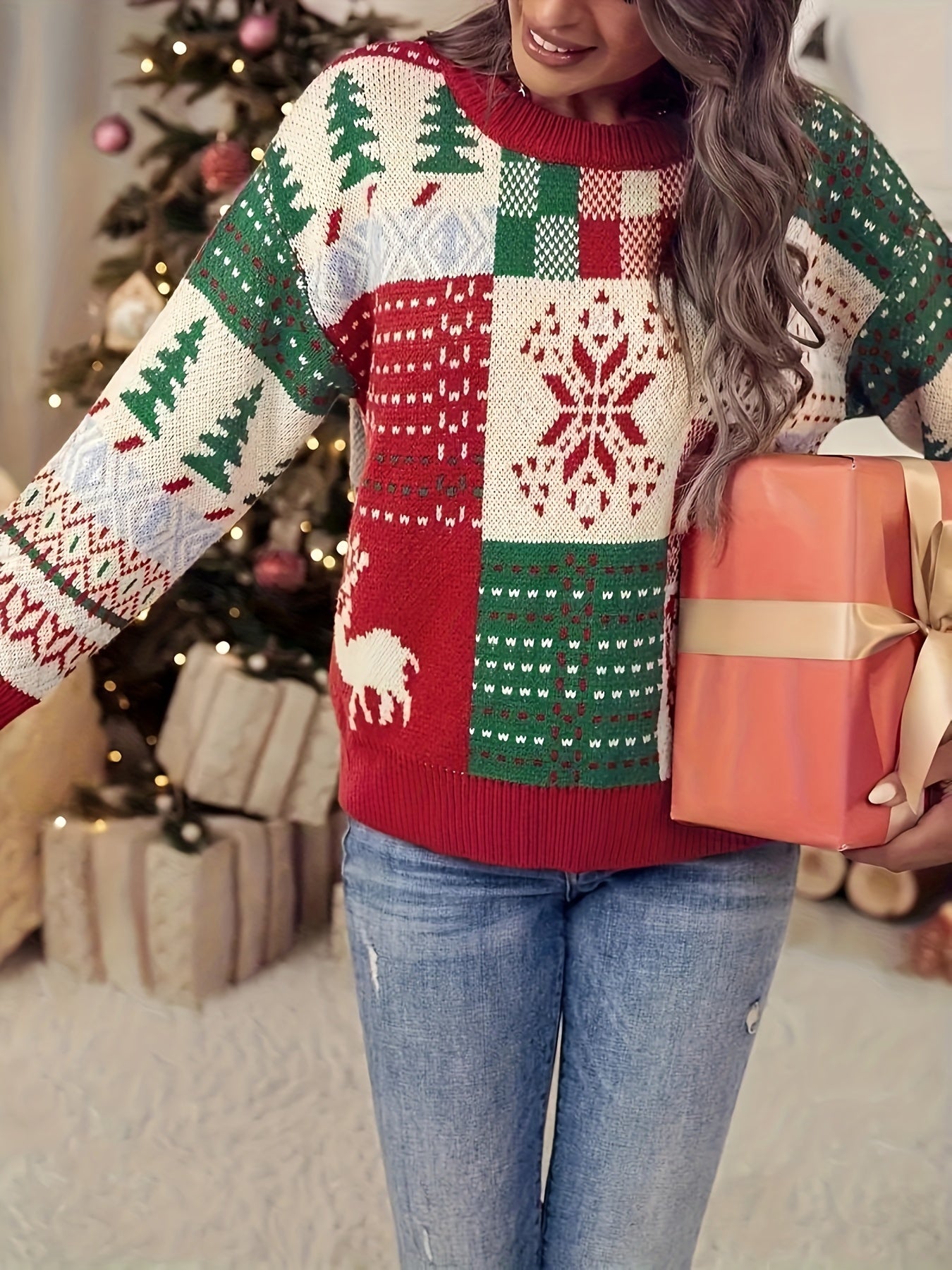 Plus Size Christmas Sweater - Festive Knit Pullover