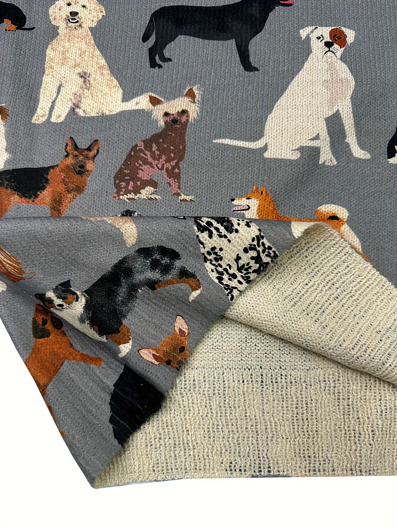 Lightweight Women'S Sweater with a Round Neck And Long Sleeves, Featuring an All-Over Print of a Group of Dogs in a Stylish And Casual Design.
