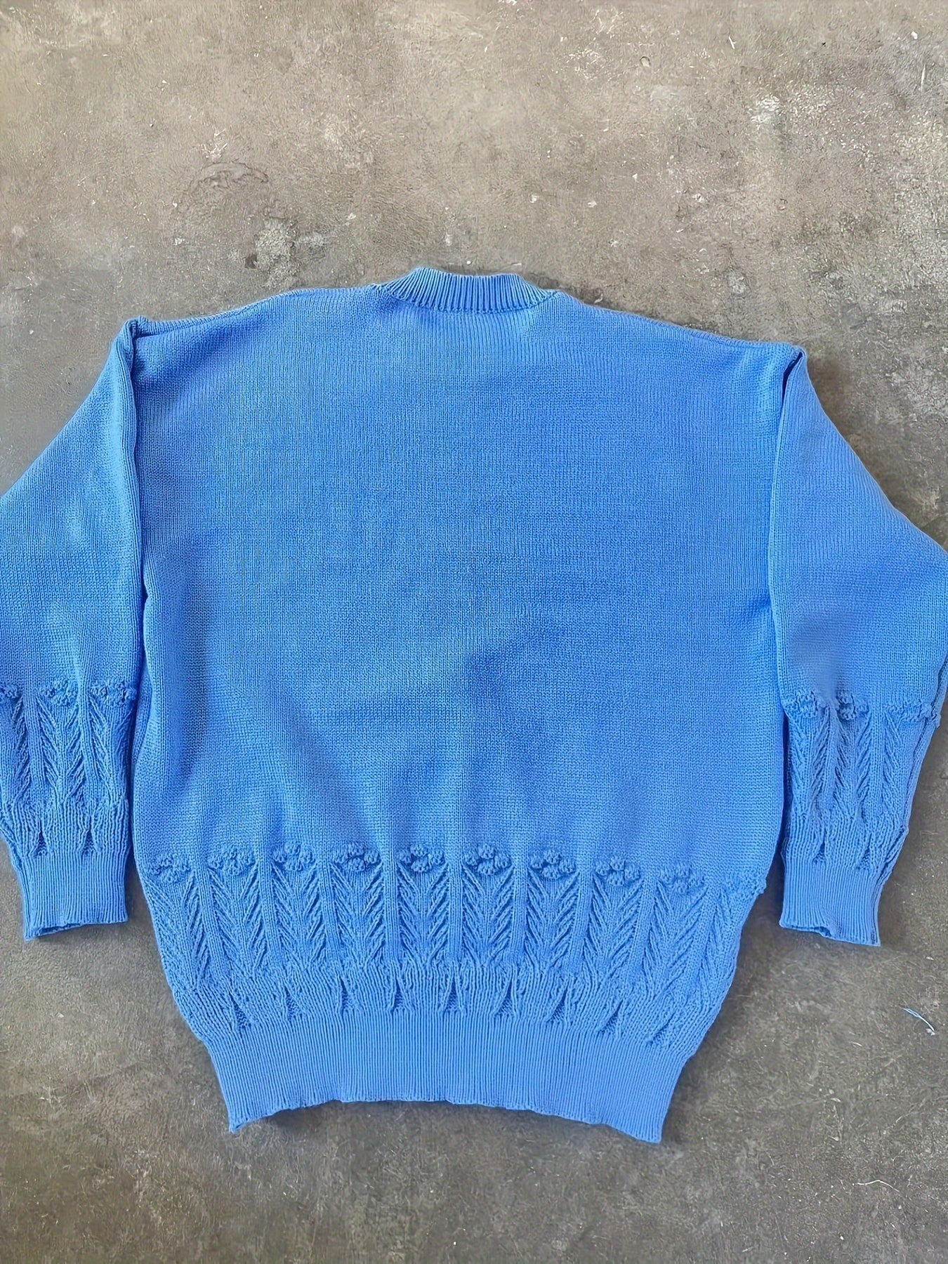 Plus Size Crew Neck Sweater - Solid Color Acrylic Knit