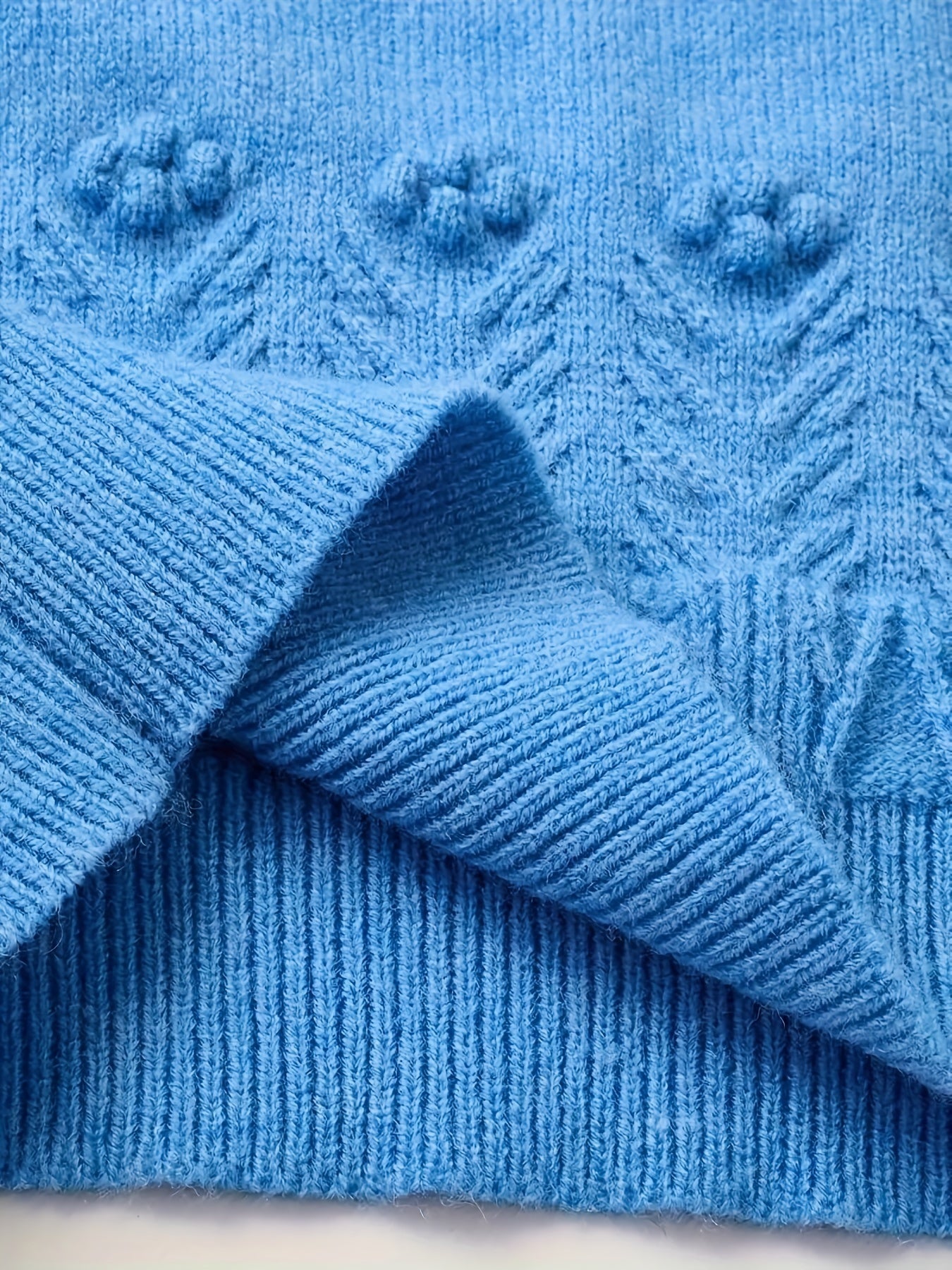 Plus Size Crew Neck Sweater - Solid Color Acrylic Knit