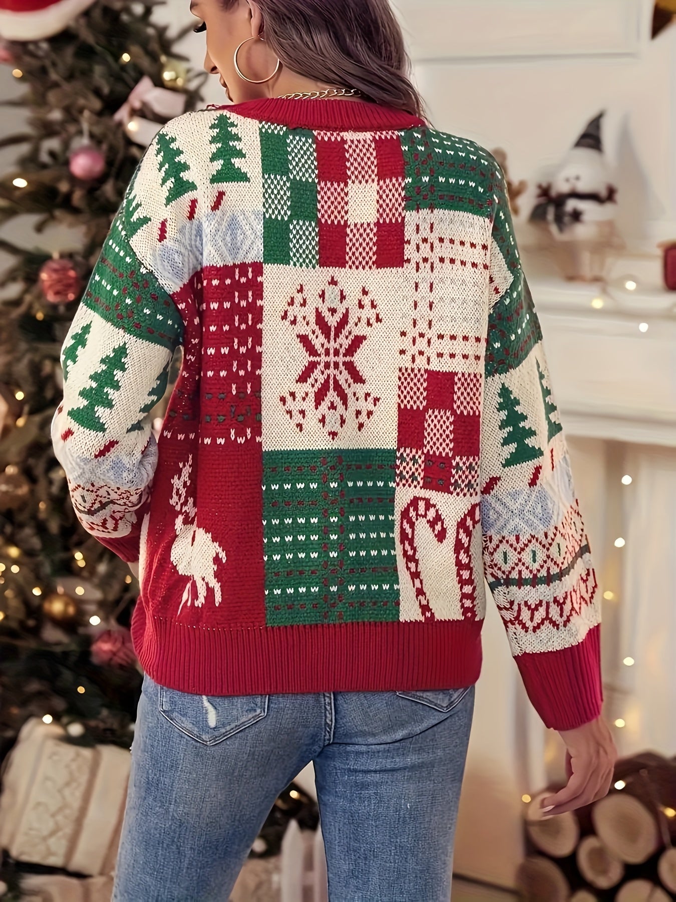 Plus Size Christmas Sweater - Festive Knit Pullover