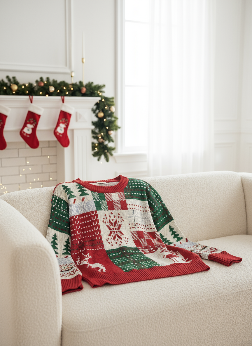Christmas sweater in modern living room