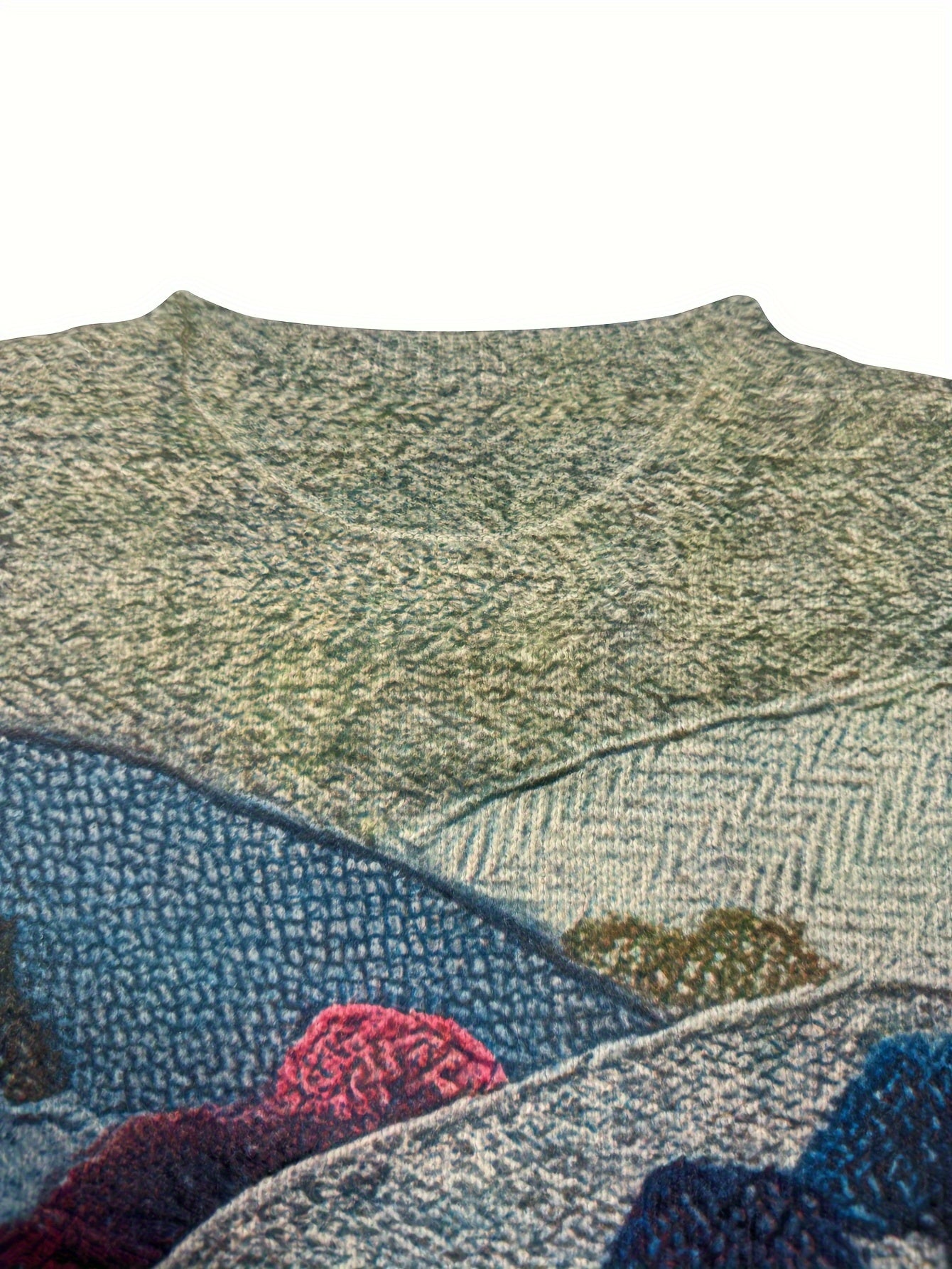 Close-up of a knitted fabric with a textured pattern