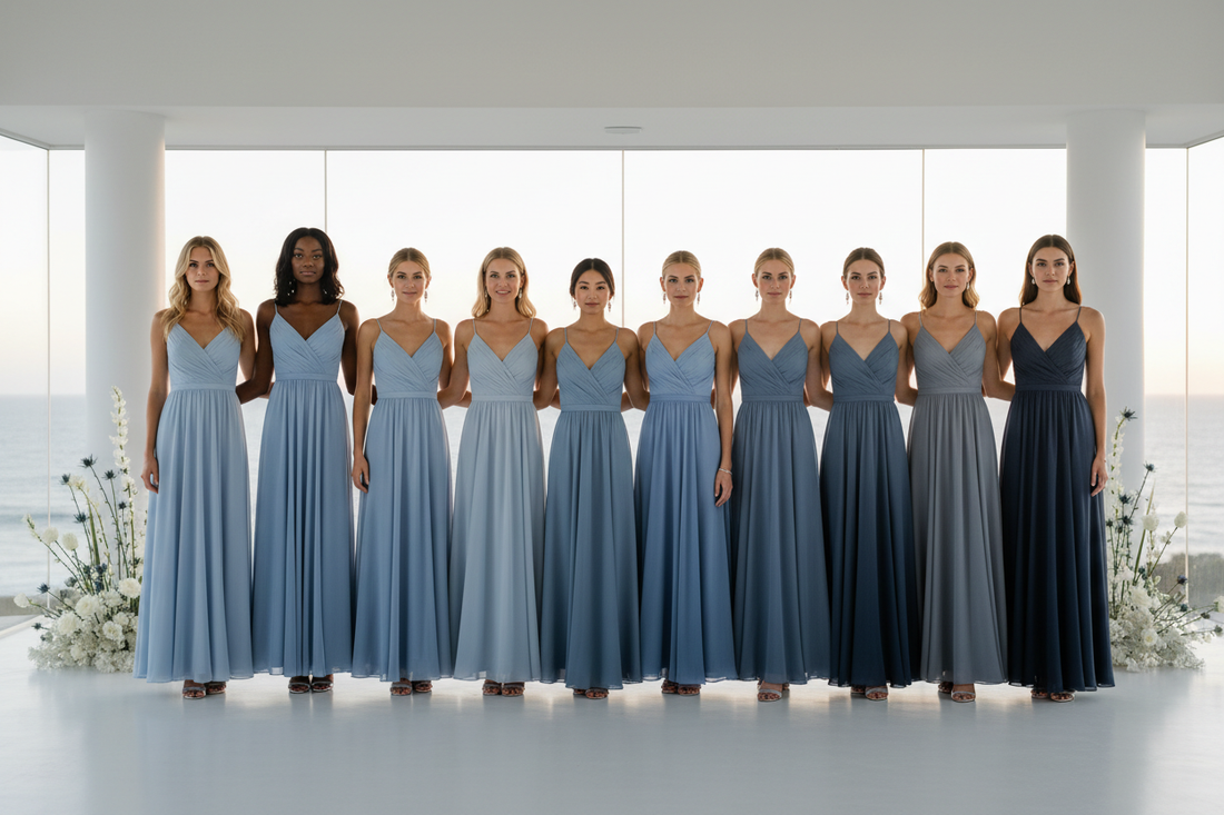The Ultimate Guide to Dusty Blue to Slate Ombre Bridesmaid Dresses for Modern Weddings