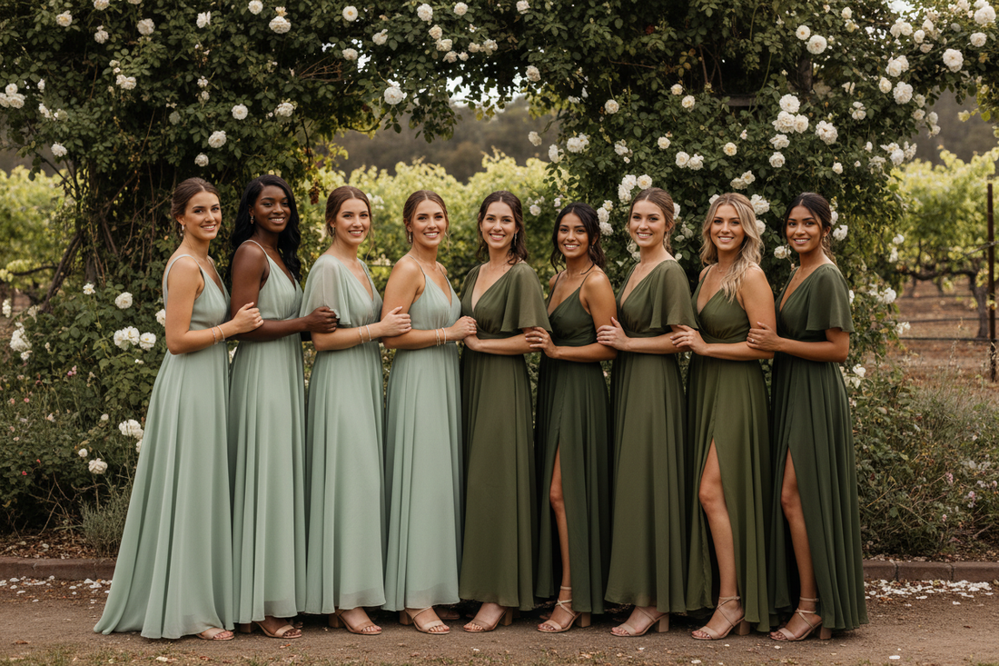 The Most Elegant Sage to Olive Ombre Bridesmaid Trend for Garden Weddings