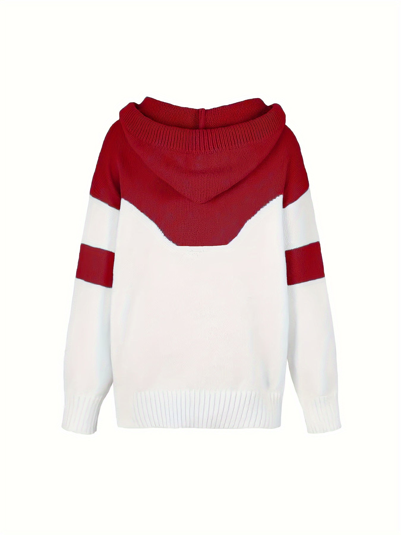 Plus Size Color Block Hooded Sweater - Drawstring Long Sleeve Pullover for Women | Fall/Winter Casual Top