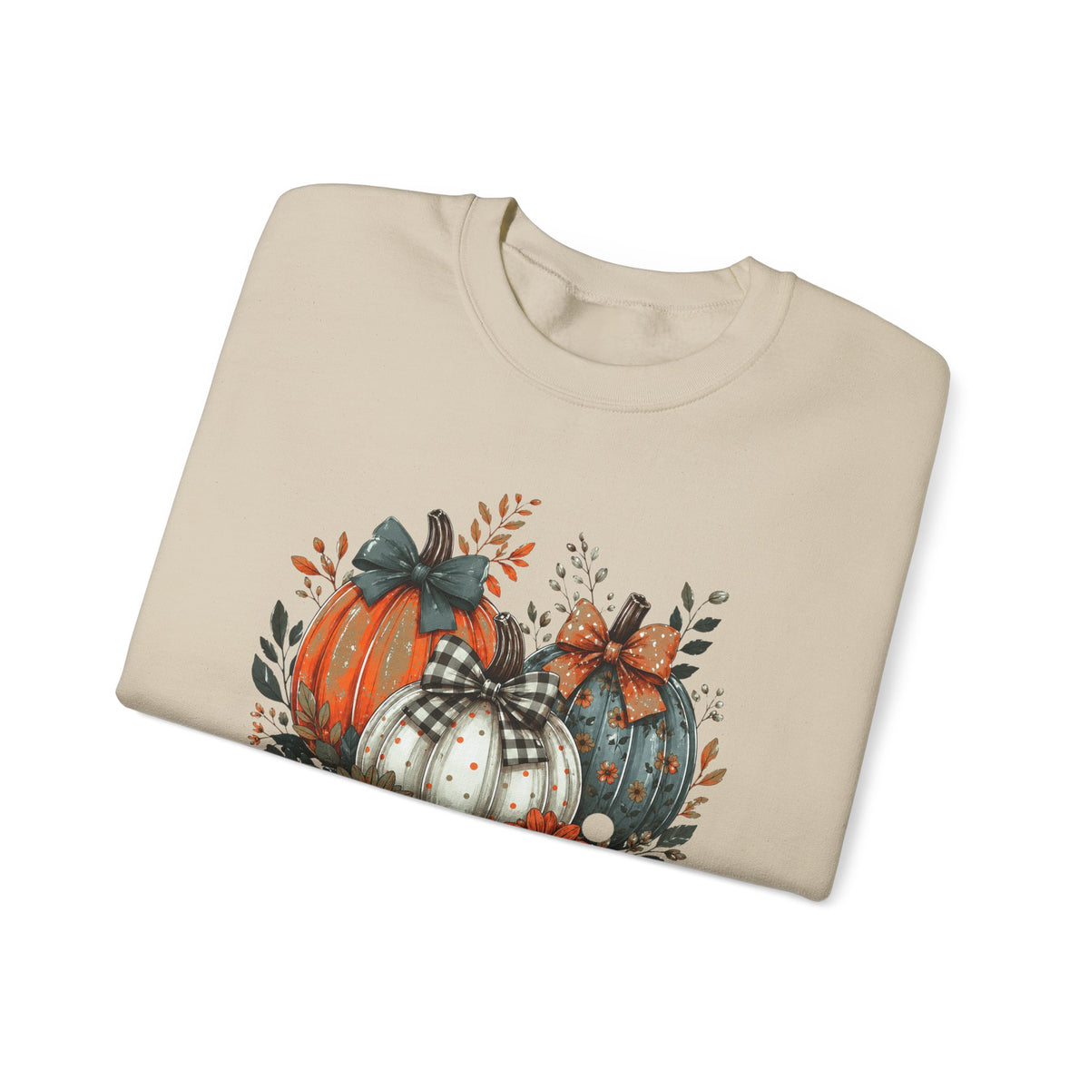 Autumn Pumpkin Trio Crewneck Sweatshirt — Fall Floral Thanksgiving Pullover
