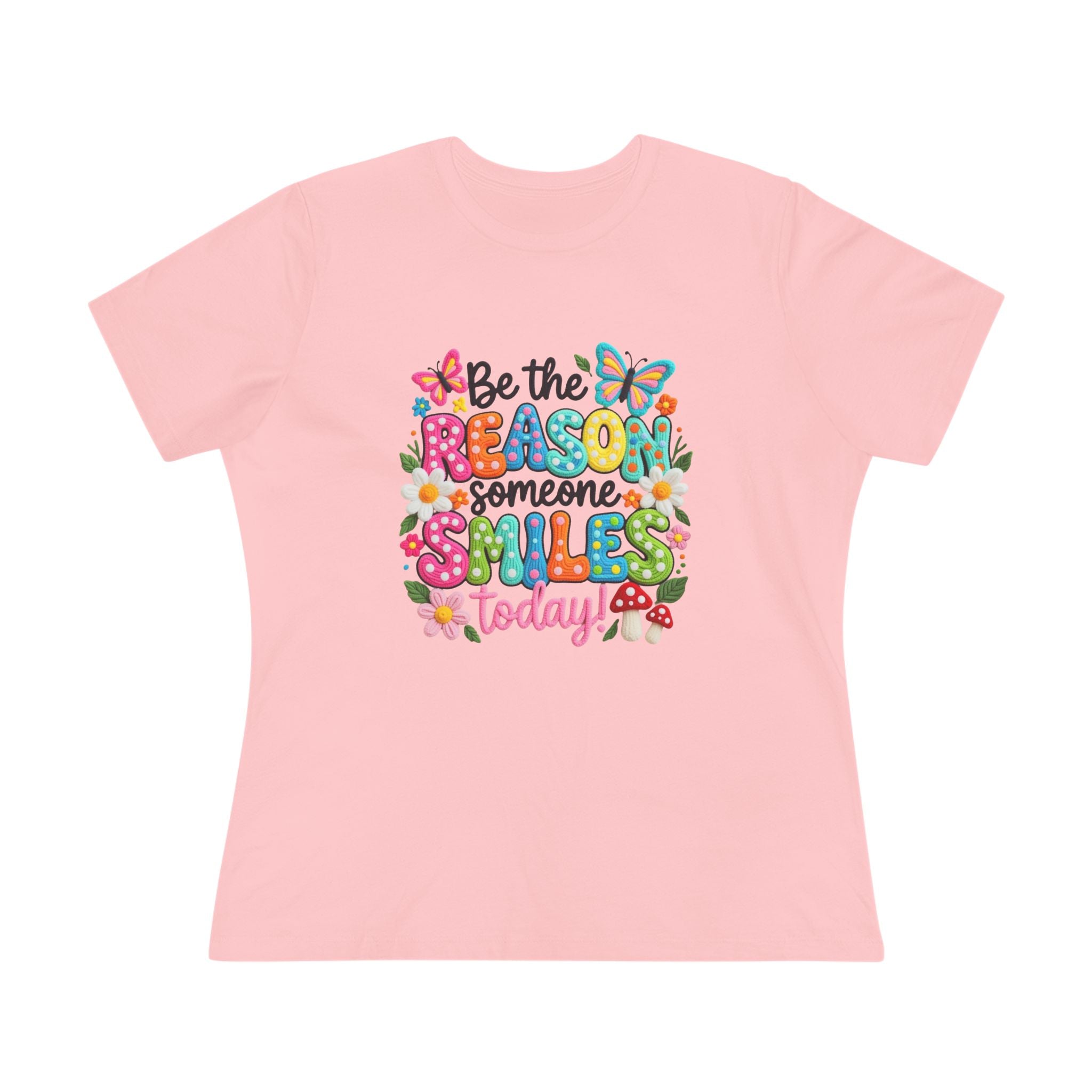 Floral Butterfly Cotton Tee - Be the Reason Someone Smiles Positive Message Shirt