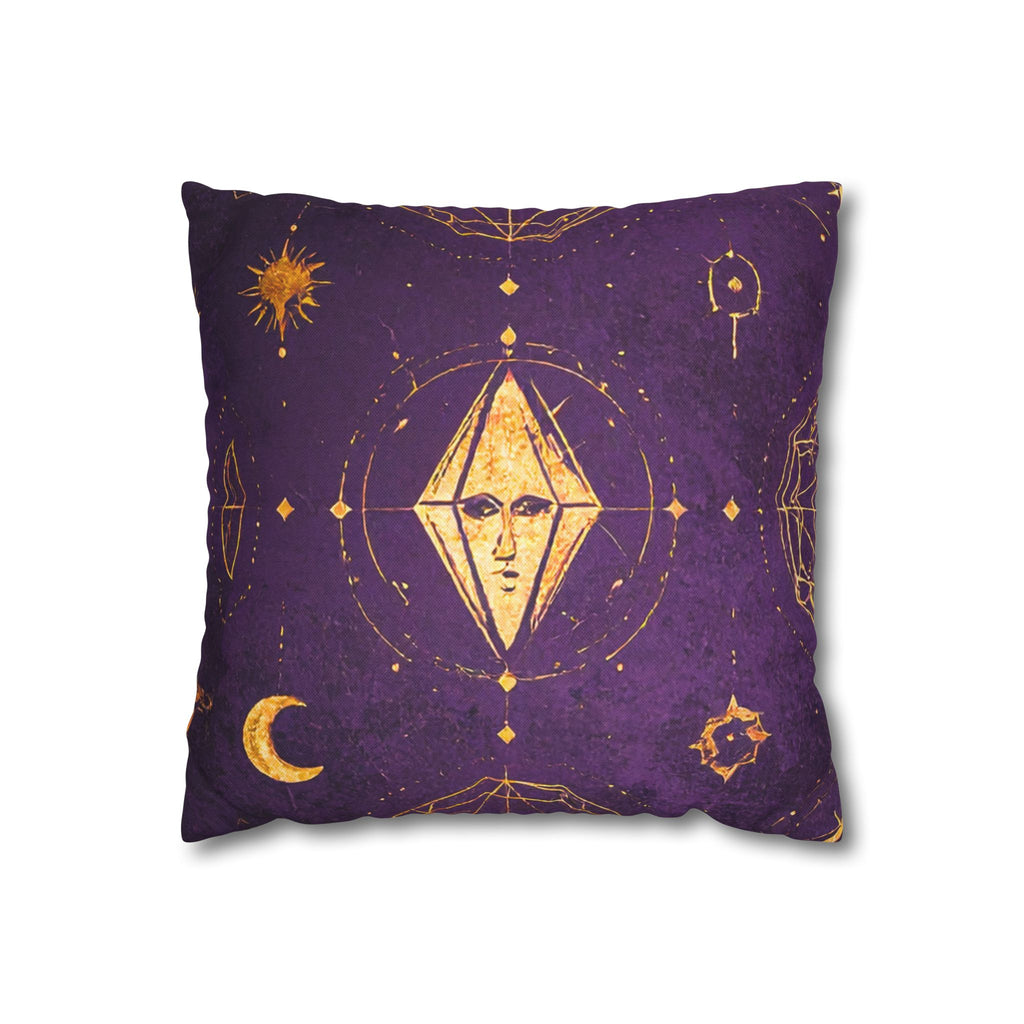 Mystic Celestial Throw Pillow Cover – Purple & Gold