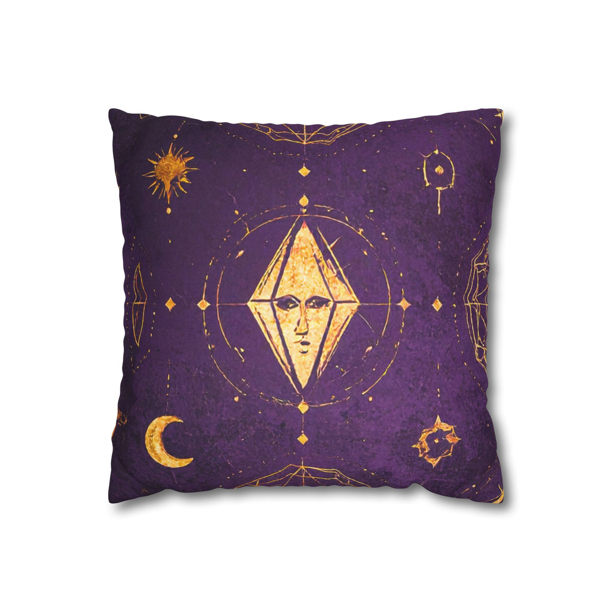 Mystic Celestial Throw Pillow Cover – Purple & Gold