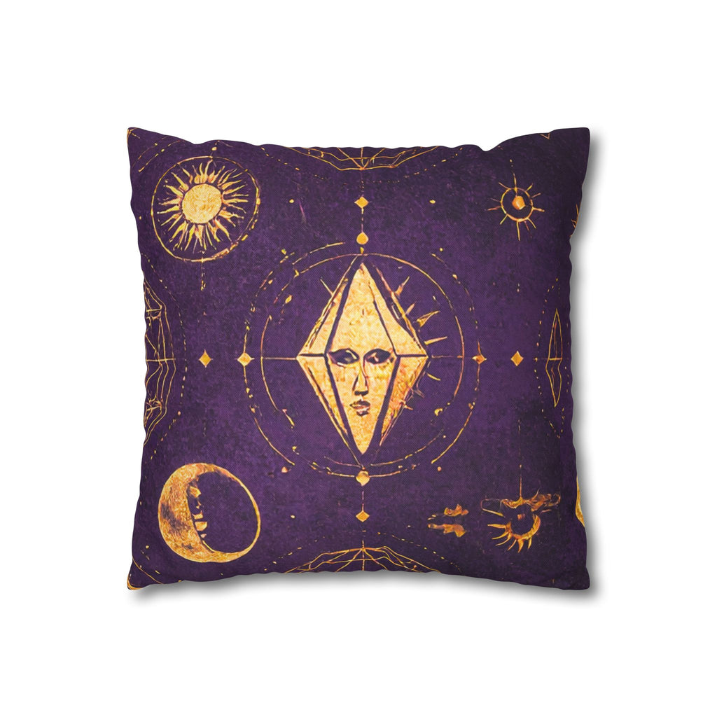 Mystic Celestial Throw Pillow Cover – Purple & Gold