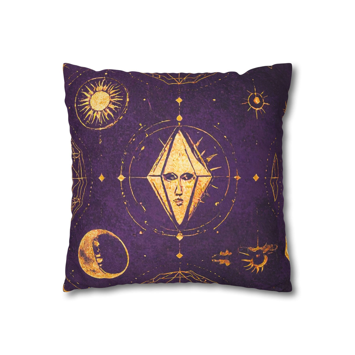 Mystic Celestial Throw Pillow Cover – Purple & Gold