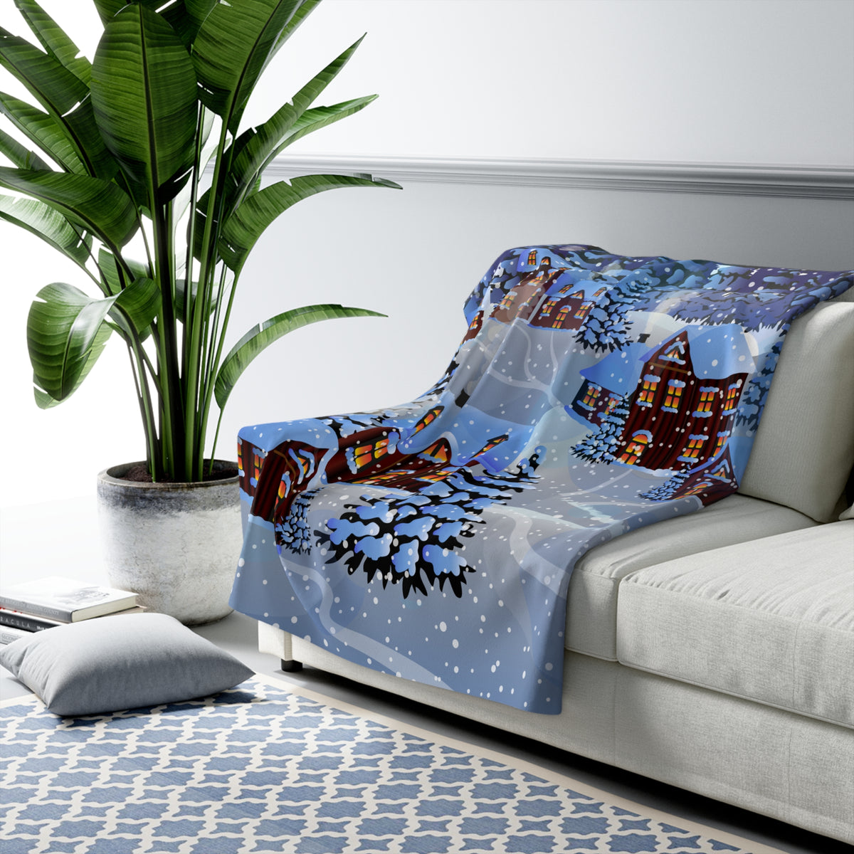 Winter Village Christmas Sherpa Fleece Blanket