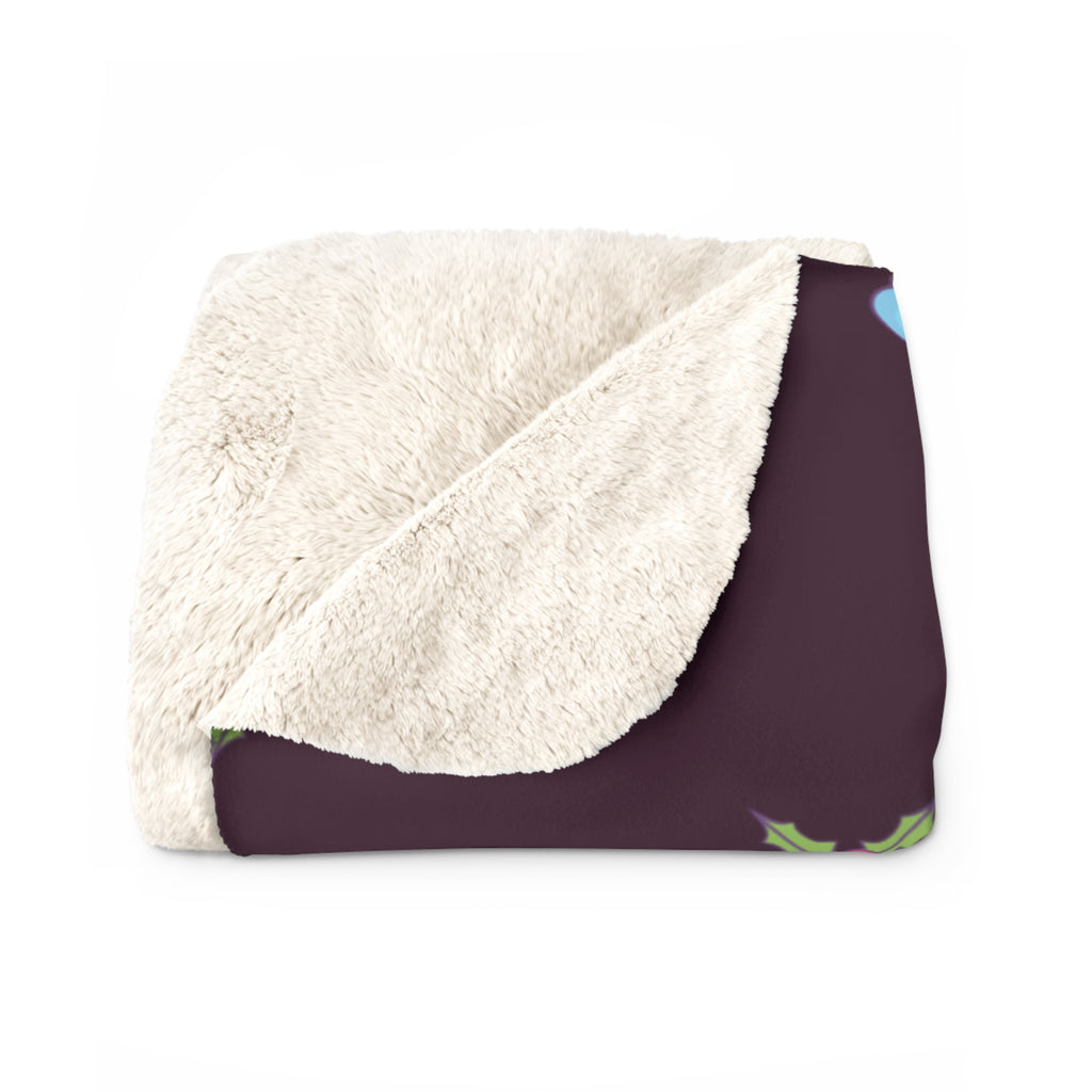 Pink Christmas Flamingo Sherpa Fleece Blanket