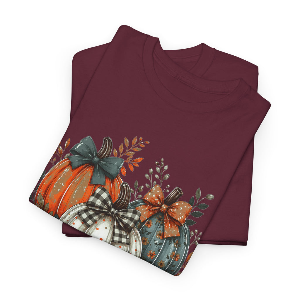 Autumn Pumpkin Trio Tee — Fall Floral Harvest Shirt