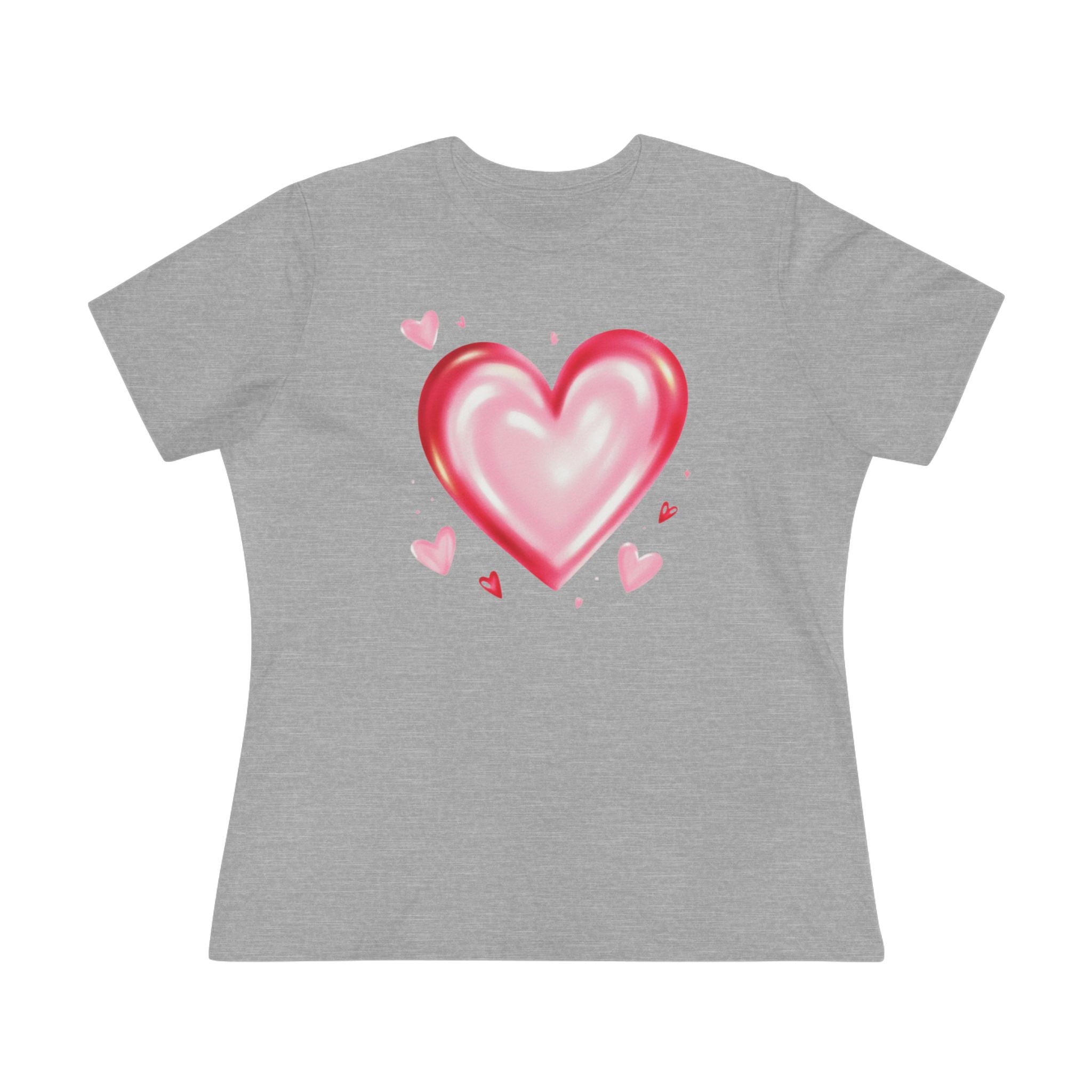 Watercolor Heart Cotton Tee - Pink Heart Graphic Shirt for Women