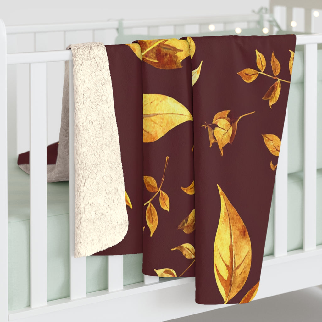 Autumn Golden Leaves Sherpa Fleece Blanket