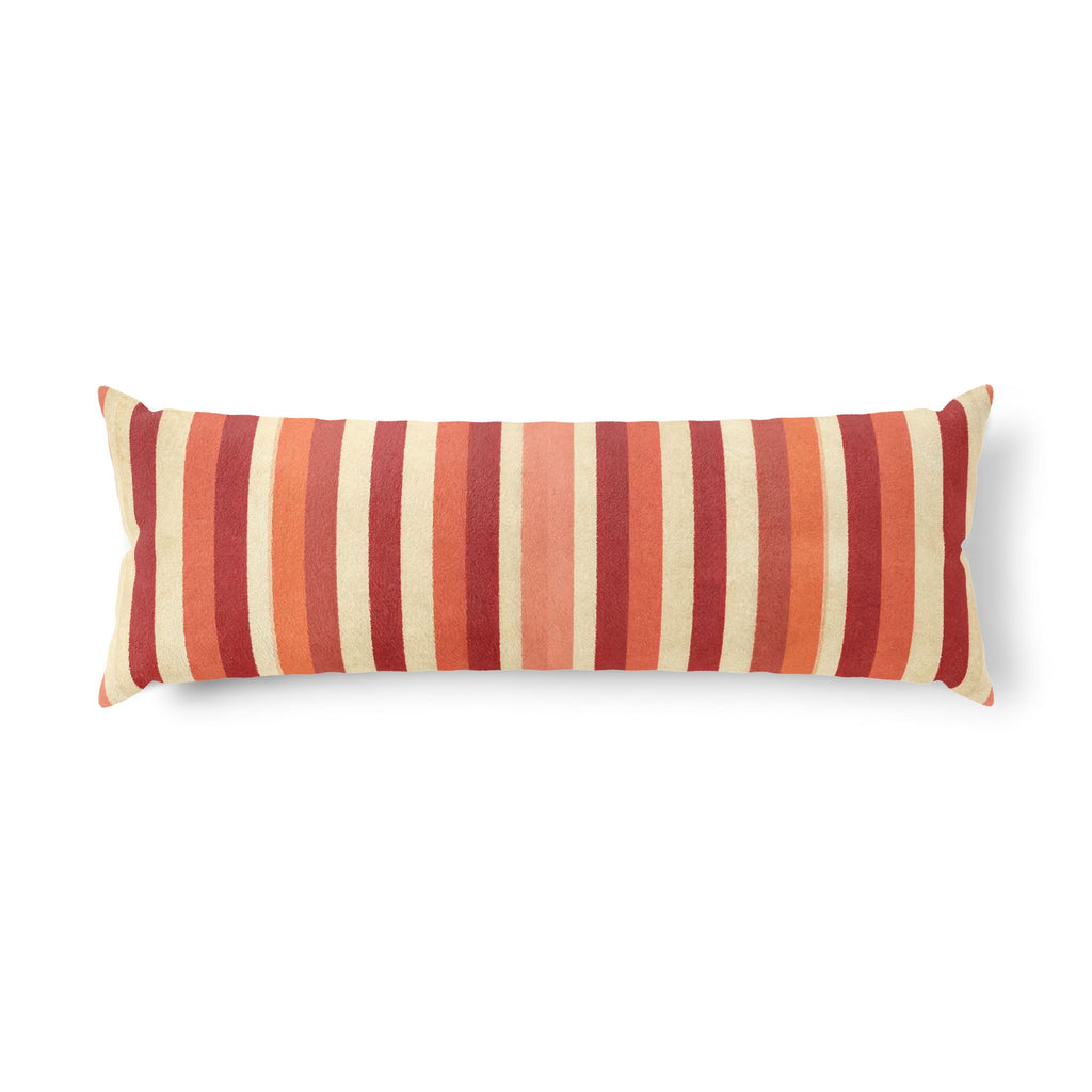Red and Cream Vertical Stripe Body Pillow