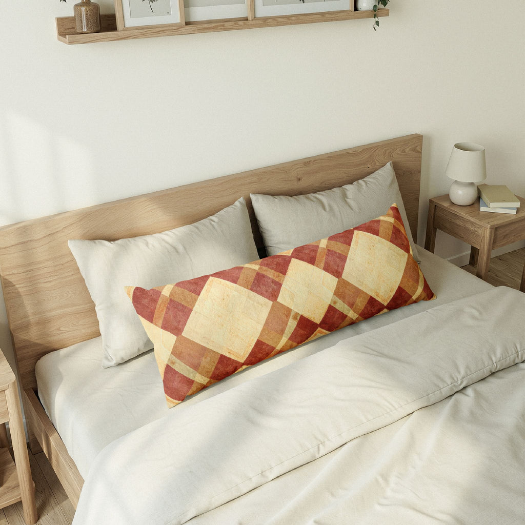 Red Tan Argyle Pattern Body Pillow