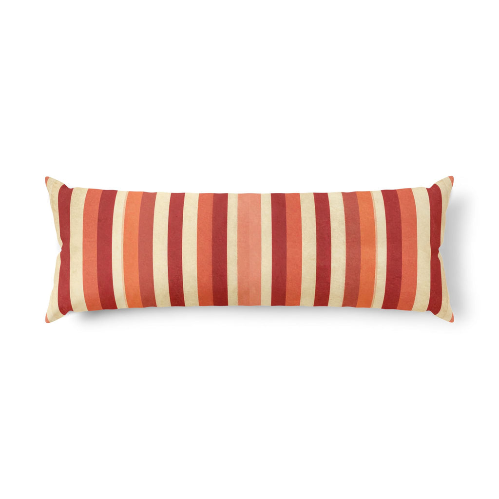 Red and Cream Vertical Stripe Body Pillow