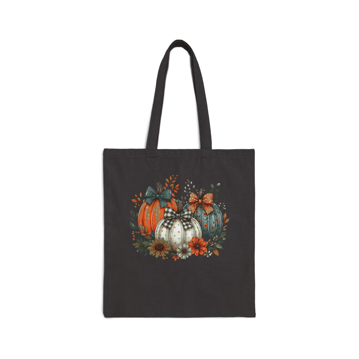 Autumn Pumpkins Canvas Tote Bag - Fall Harvest & Farmers Market Tote | 2 Colors