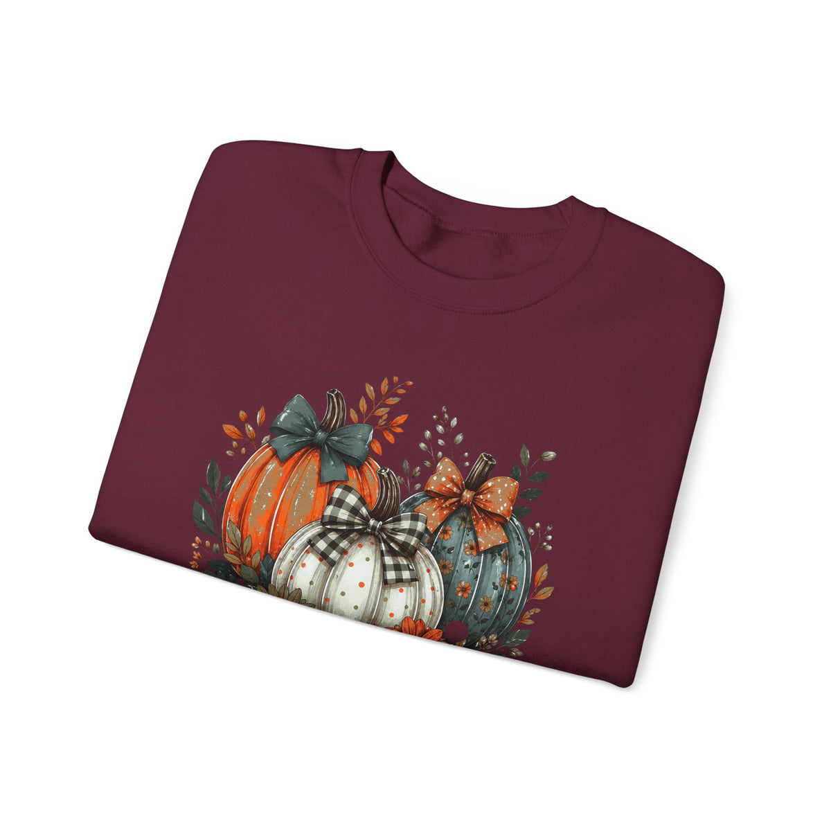 Autumn Pumpkin Trio Crewneck Sweatshirt — Fall Floral Thanksgiving Pullover