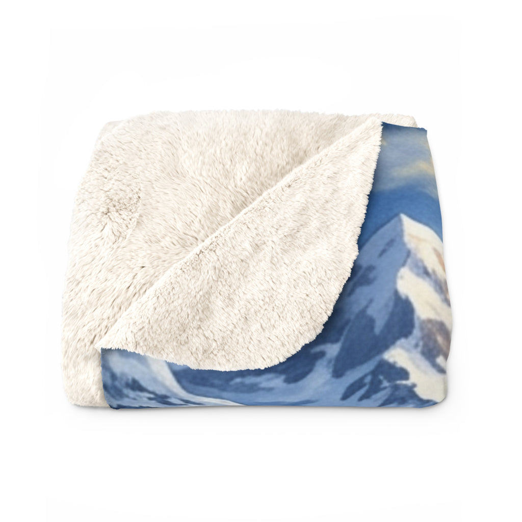 Winter Mountain Train Sherpa Fleece Blanket