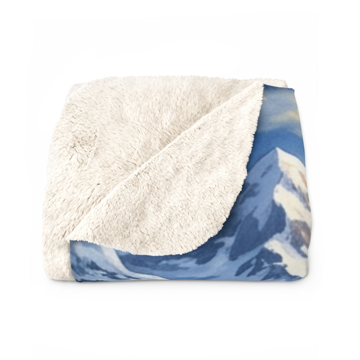 Winter Mountain Train Sherpa Fleece Blanket