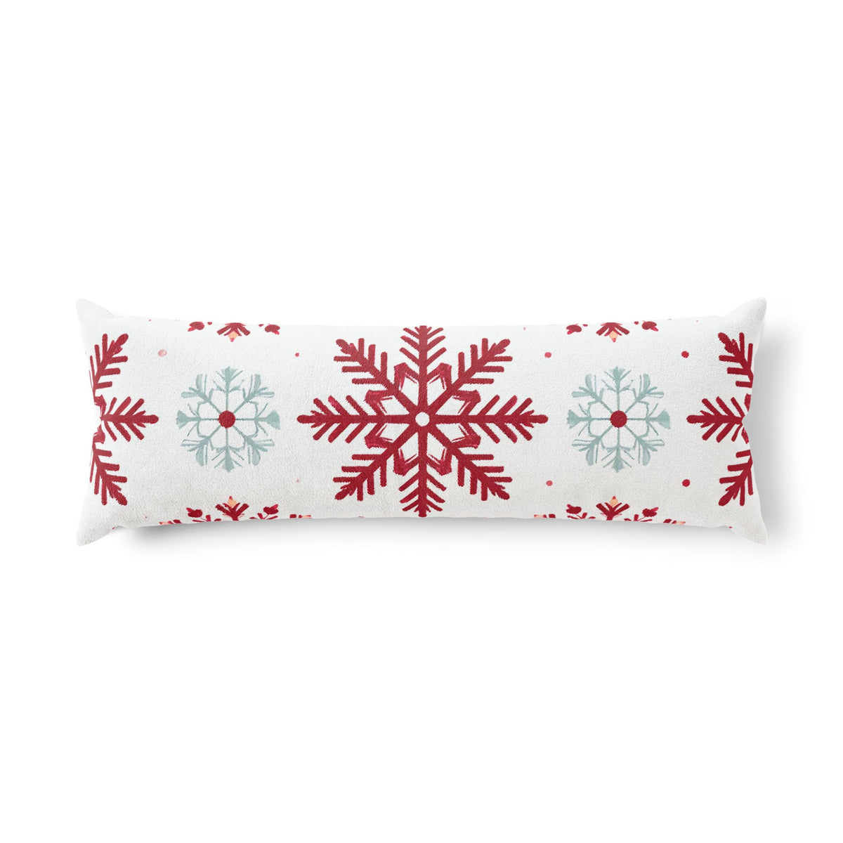 Red and Blue Snowflake Body Pillow | Winter Pattern