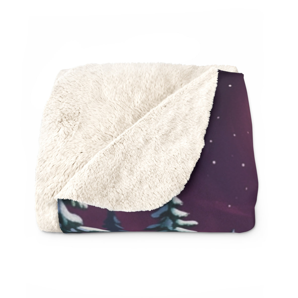 Winter Christmas Village Sherpa Fleece Blanket