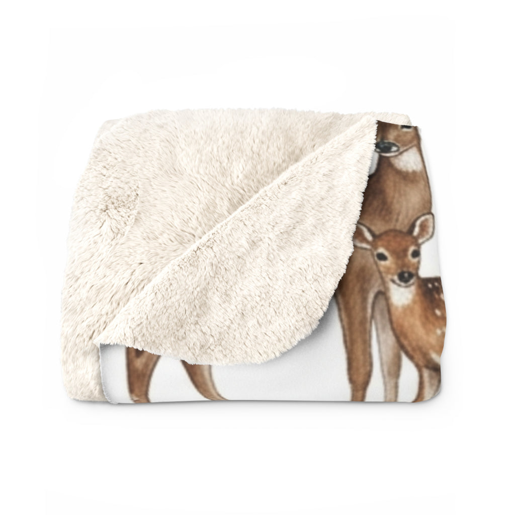 Woodland Deer & Fox Christmas Sherpa Fleece Blanket