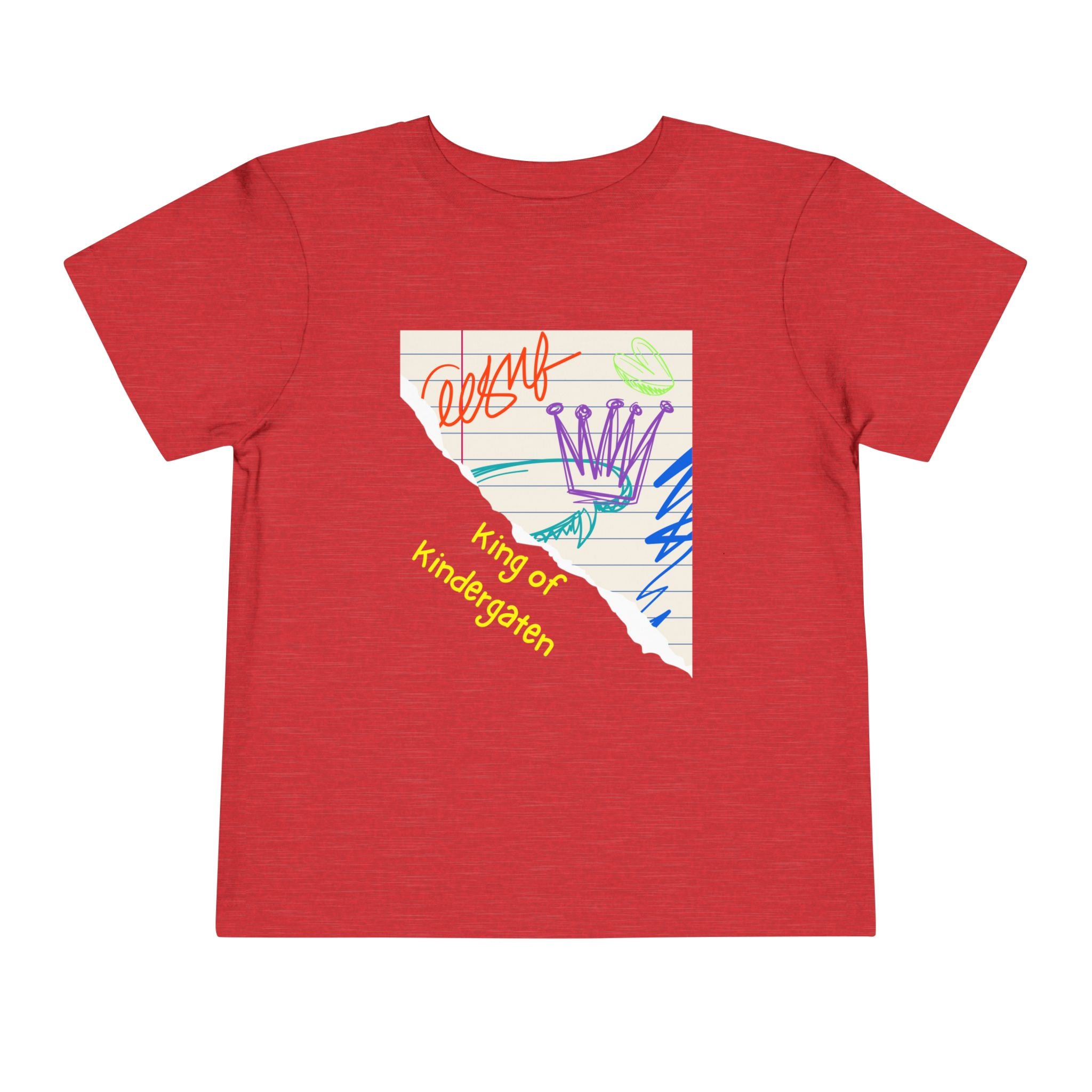 King of Kindergarten Toddler Tee - Colorful Doodle Crown Shirt for Boys