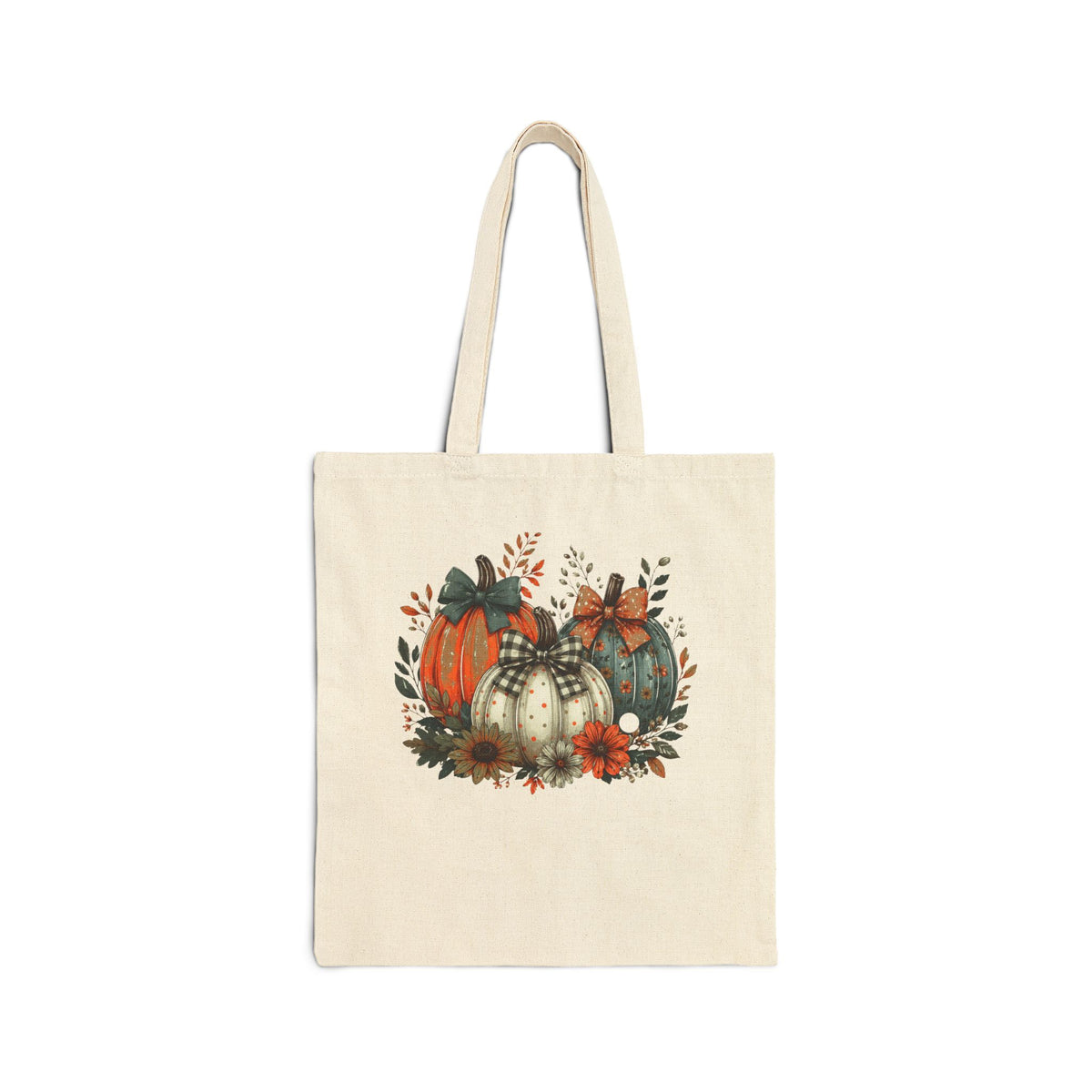 Autumn Pumpkins Canvas Tote Bag — Fall Harvest Farmers Market Tote