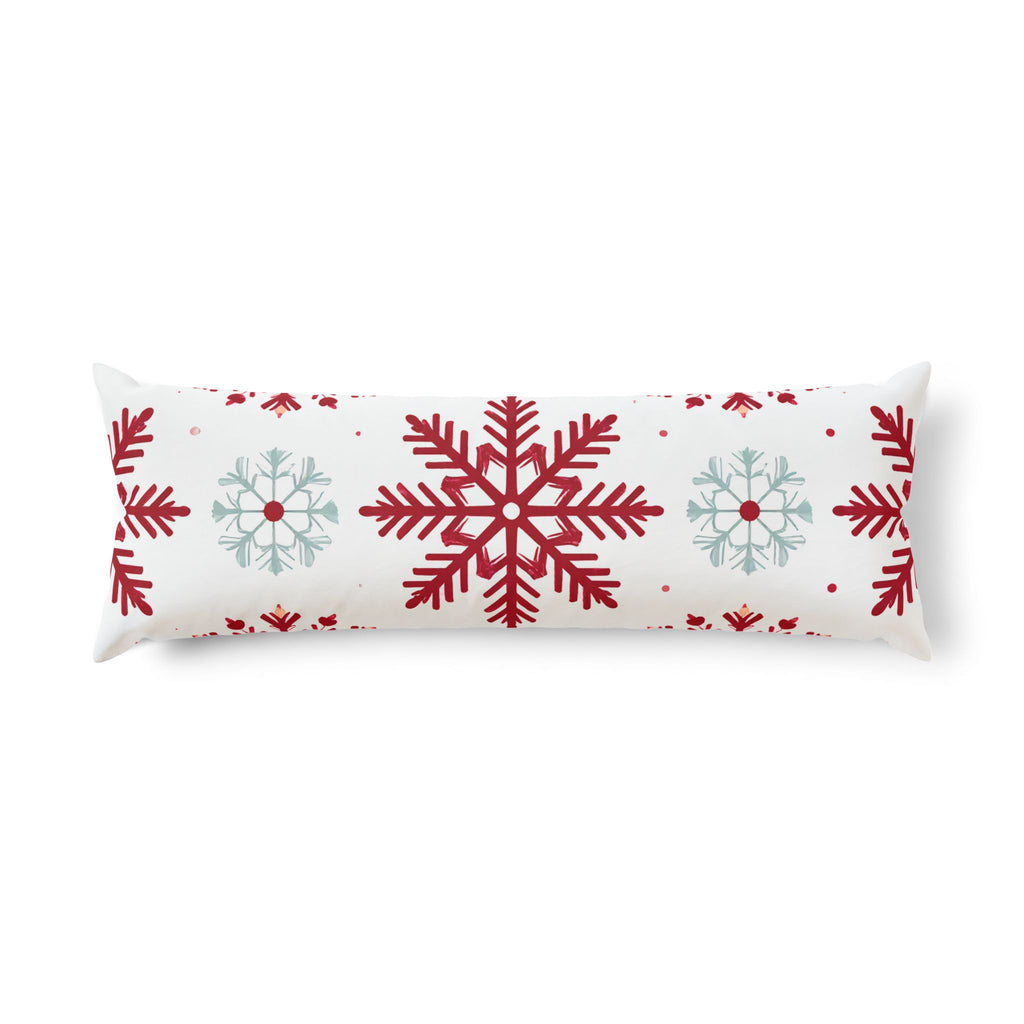 Red and Blue Snowflake Body Pillow | Winter Pattern