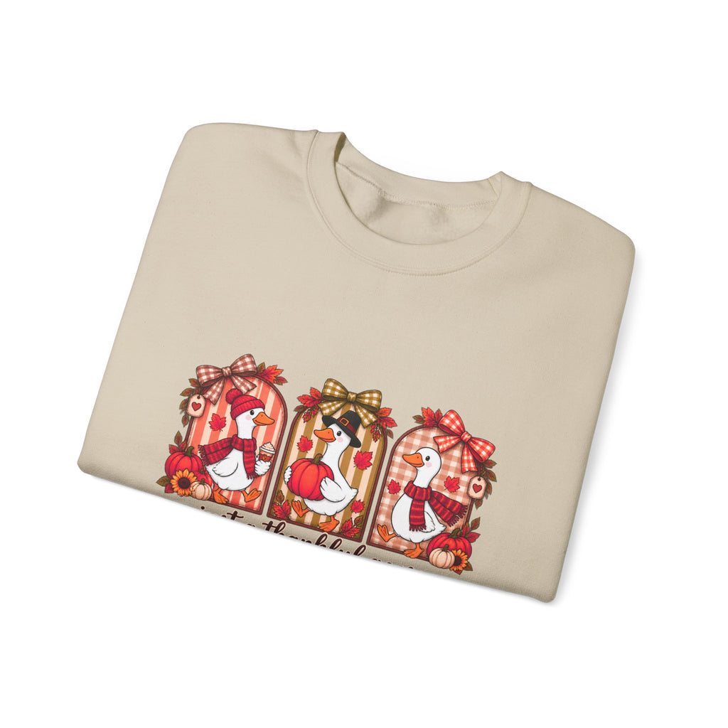 Thankful Geese Crewneck Sweatshirt — Fall Thanksgiving Cozy Pullover