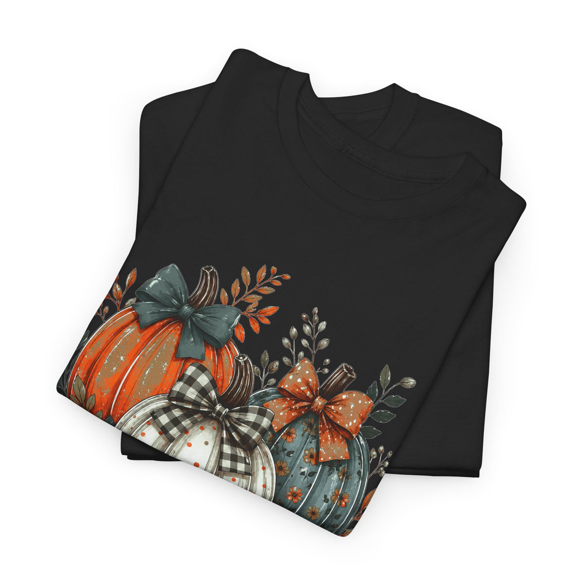 Autumn Pumpkin Trio Tee — Fall Floral Harvest Shirt