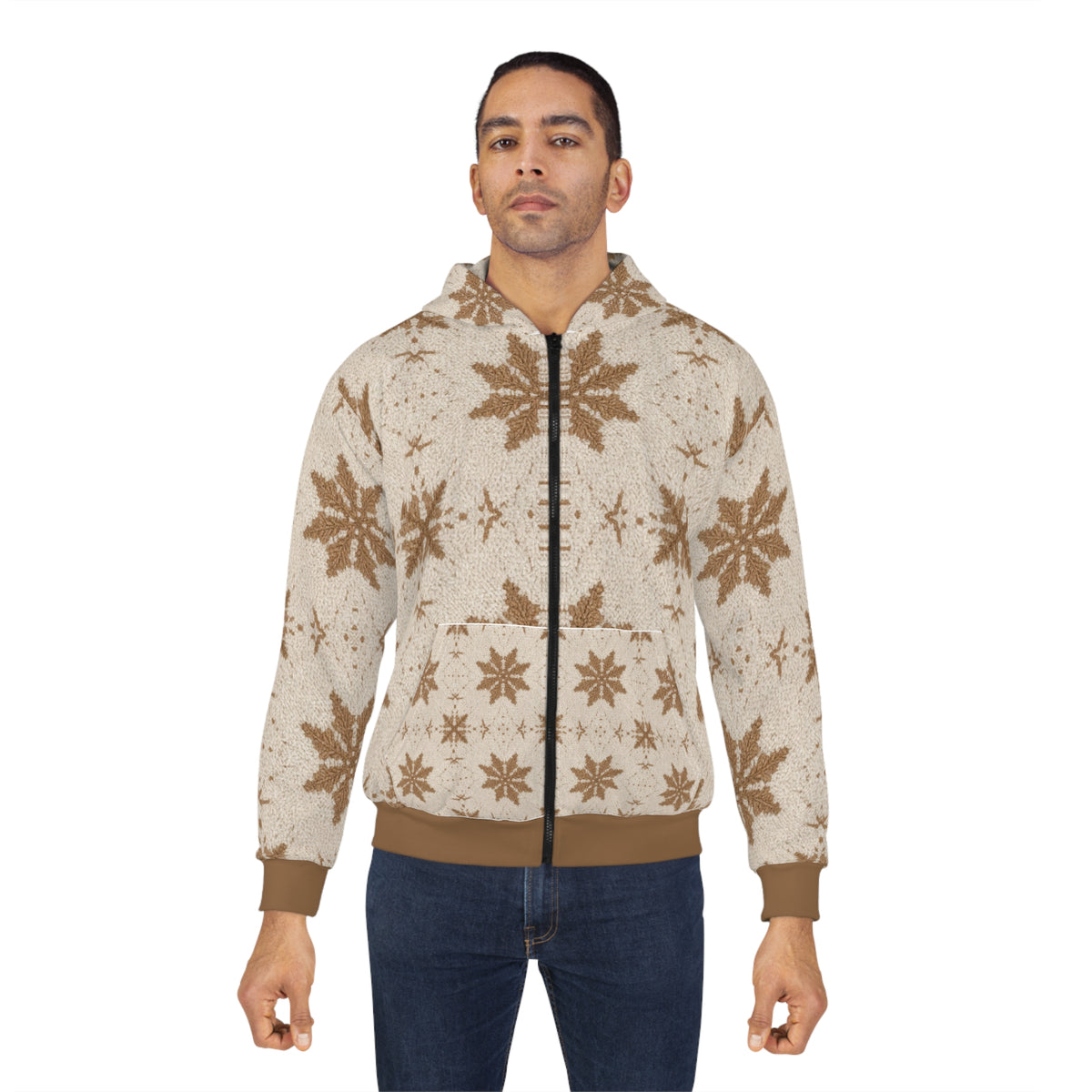 Cozy Nordic Snowflake Zip Hoodie