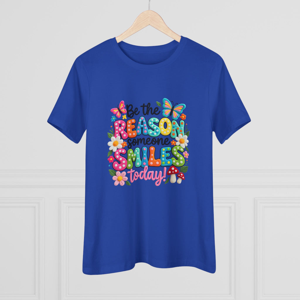 Floral Butterfly Cotton Tee - Be the Reason Someone Smiles Positive Message Shirt