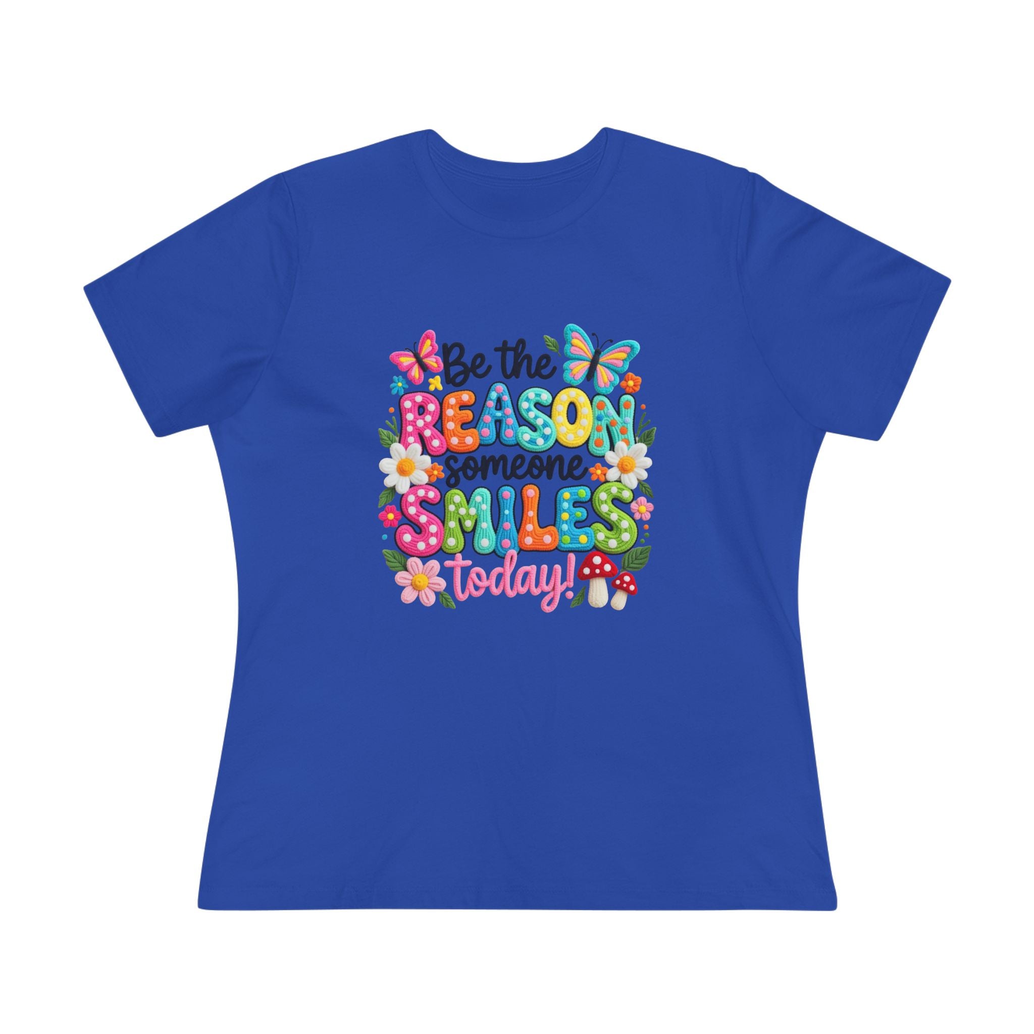 Floral Butterfly Cotton Tee - Be the Reason Someone Smiles Positive Message Shirt
