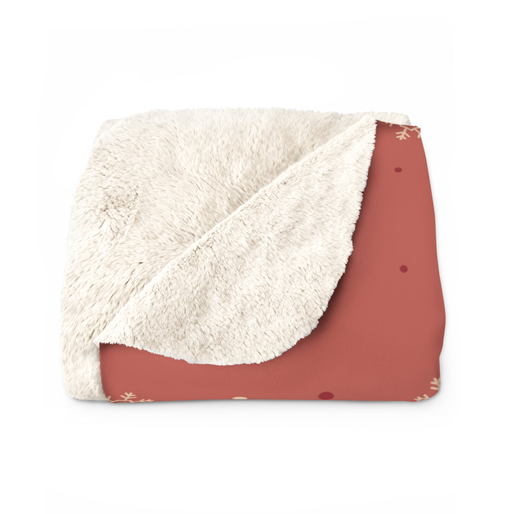 Dusty Rose Snowflake Sherpa Fleece Blanket