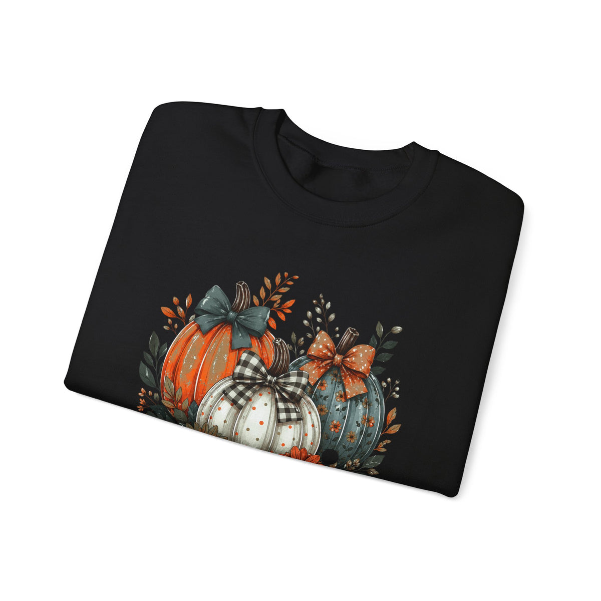 Autumn Pumpkin Trio Crewneck Sweatshirt — Fall Floral Thanksgiving Pullover