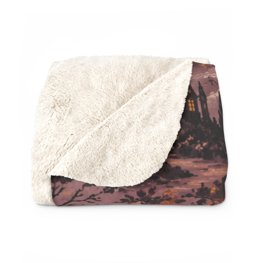 Moonlit Manor Gothic Halloween Sherpa Throw Blanket