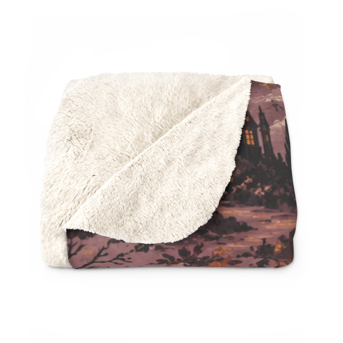 Moonlit Manor Gothic Halloween Sherpa Throw Blanket
