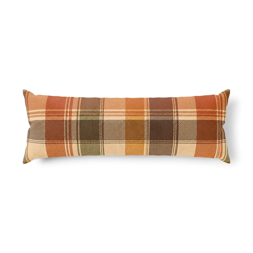 Rustic Orange Brown Plaid Body Pillow