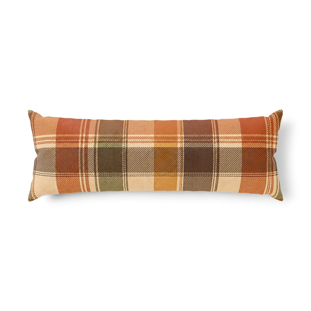 Rustic Orange Brown Plaid Body Pillow