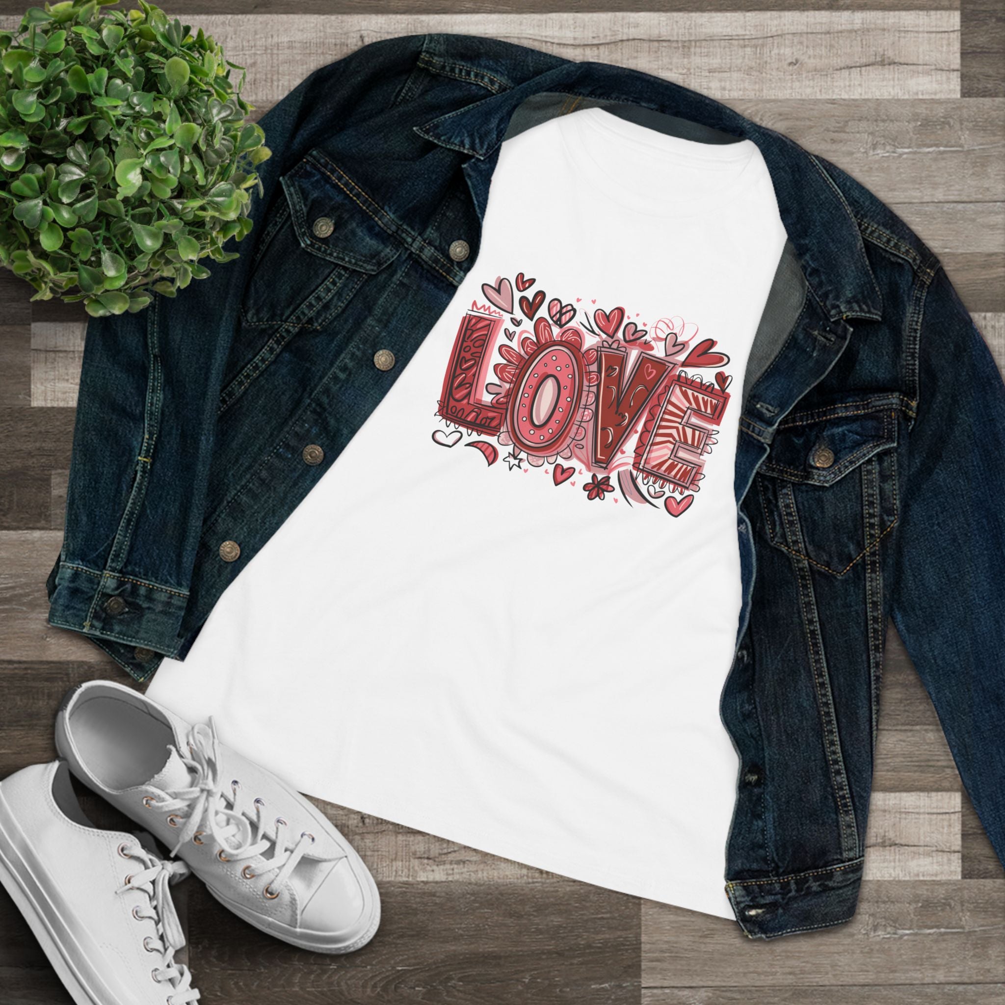 Love Heart Cotton Tee - Valentine's Day Graphic Shirt for Women