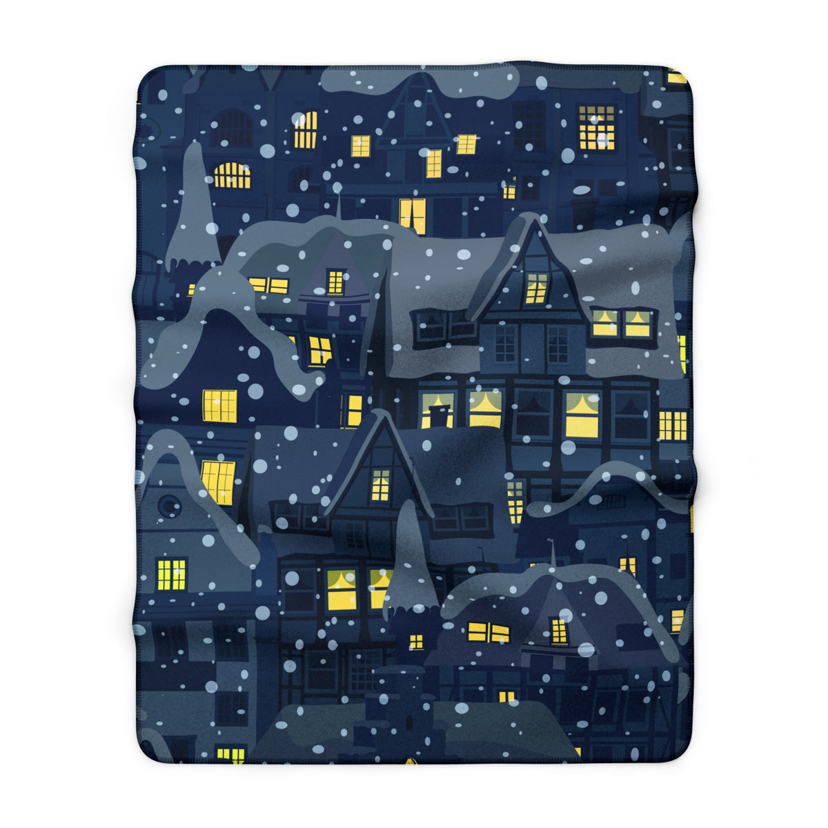 Cozy Snowy Village Sherpa Fleece Blanket
