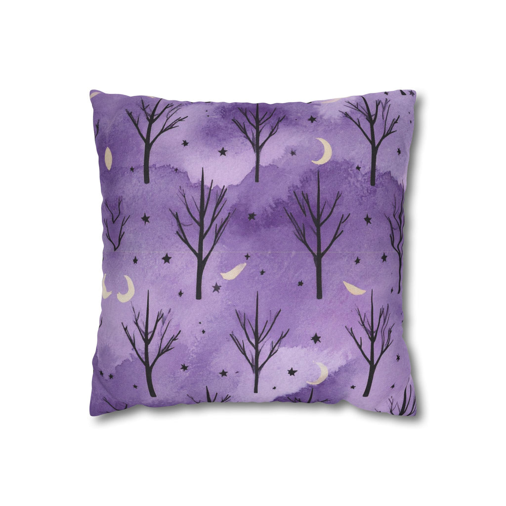 Purple Moonlit Forest Throw Pillow Cover