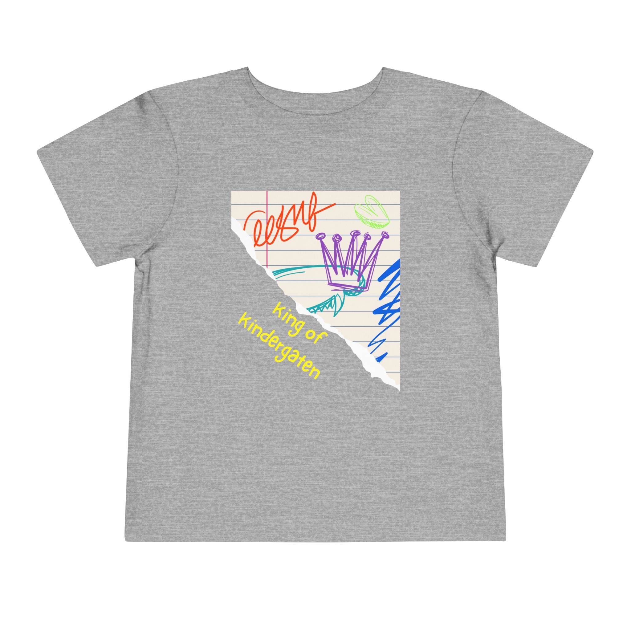 King of Kindergarten Toddler Tee - Colorful Doodle Crown Shirt for Boys